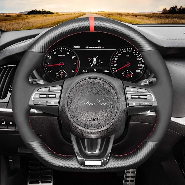 Rattstyrningsöverdrag för Kia bil, handsytt i Alcantara, för Kia Stinger (GT) 2018-2021 A10 as pictures