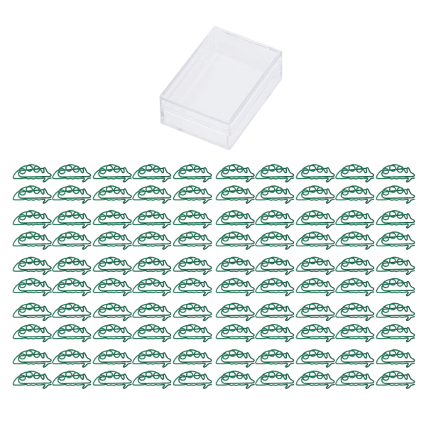 100 st pappersklämmor Bärbara små söta gröna ärtformar Anti-halk elektropläterad metall kontorsbokmärkesklämmor