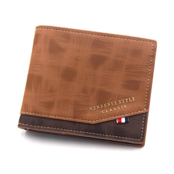 Kort herrplånbok i mjukt PU-läder - Brun - Ljusbrun - Storlek 11,5*9,5*1,5 cm light brown