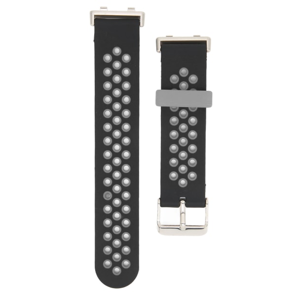 42 mm:n universal silikoninen watch ranneke korvaavat huokoiset hihnat Oppo Watch 2:lle (musta harmaa)