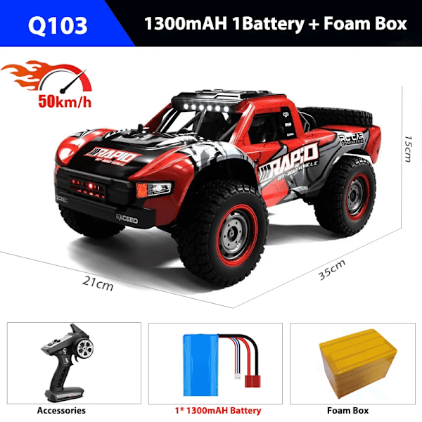 1/14 RC-bil öken drag 4x4 terränglastbil 2.4G höghastighetsbil RC driftbil fjärrkontrollleksaker med reservdäck barnleksaker pojkar Brushed Motor-RD-1B