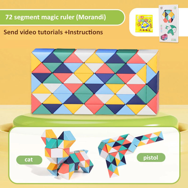 24-72 Segment Magisk Linjal Orm Kub Multi-Färg 3D Pussel Fidget Leksaker Transformerbara Kuber Barn Utbildning Leksaker Gåva Cubo Magico B 72 segments