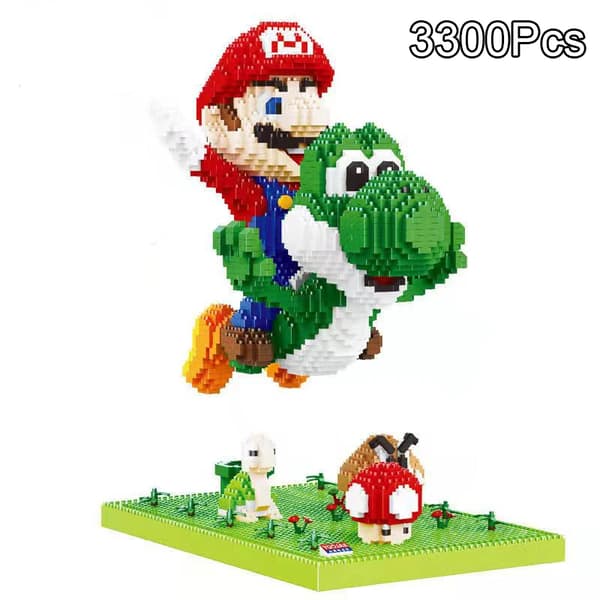 Röd superflygande ma bros modell mikrobyggstenar tegelstenar set tecknad anime figurer leksak för barn present E With Box