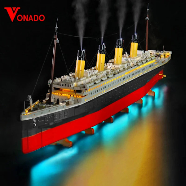 Vonado LED-belysningssats för 10294 Titanic samlarmodell skeppsleksak ljuskit, Inkluderar inte byggstenmodellen Upgrade Version