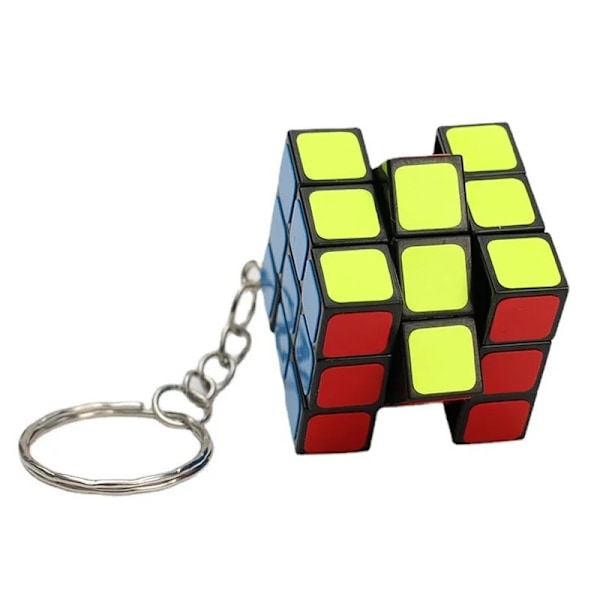 3X3X3 Mini Magic Cube Nyckelring Hjärngympa Pussel Leksak Nyckelkedja Transparent Färgglad Stress Speed Magnetisk Neo Cube Magisk Leksak Black