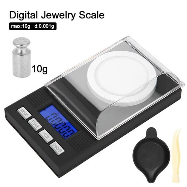 0.001G Hög Precision Mini Bärbar Fickvåg för Smycken med LED Digital Display (10G) Cyan5900