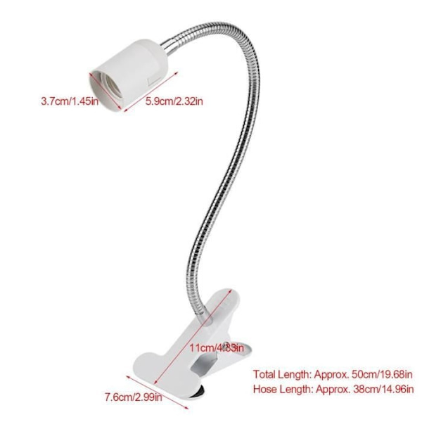 Läslampa - LED - Metall + Plast - Justerbar Klämma - 360 Grader - E27