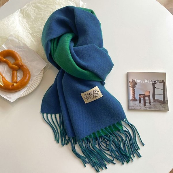Lyxigt varumärke Cashmere Scarf för kvinnor, Pompom Bandana, Wrap Shawl, Pashmina, Tippet - Teal Hole
