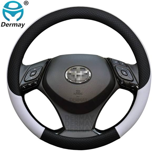 100% Dermay-märkes läder sportbil rattöverdrag för Toyota CHR C-HR biltillbehör Red