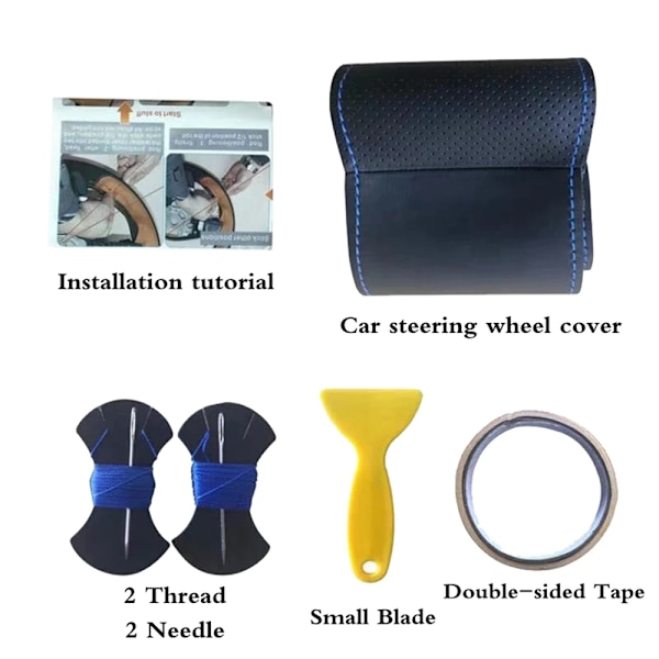 DIY svart läderrattöverdrag för Peugeot 308 2014-2017 mikrofiberläder rattöverdrag biltillbehör