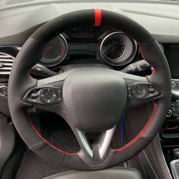 Anti-halk rattöverdrag i mockaläder för Opel Astra K Corsa E Karl Crossland X Grandland Insignia Zafira