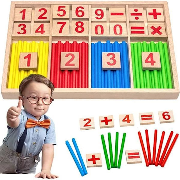 Montesseau Intelligensleksaker 3+, Räknestickor, Tidig Utbildning Gåvor För Barn Klassisk Utgåva Bright colors