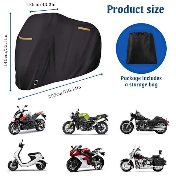 Xxxl Vattentätt Motorcykelöverdrag Motorcykelöverdrag 295X110X140Cm Utomhus Motorcykelöverdrag Snösäkert