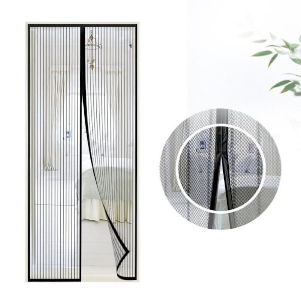 Magnetisk skärmdörr 90*210 cm magnetisk skärmgardin för hallar, dörrar, uteplats (svart)