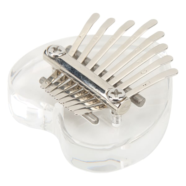 Hjärtformad tumpiano Mini Portable Transparent Crystal Kalimba hängsmycke 8 nycklar för nybörjare