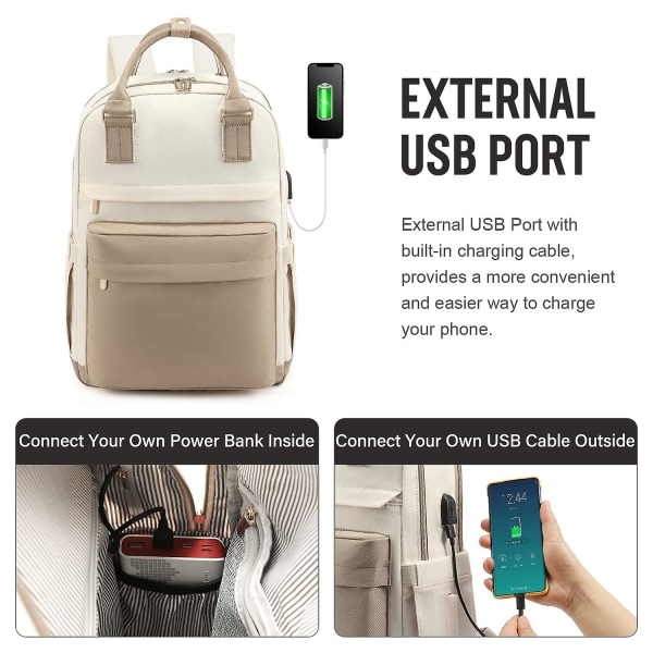 Reppu Suurikapasiteettinen USB -varkaudenesto yksivärinen matkalaukku, kokoontaittuva naisten koululaukku