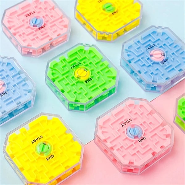 3D Mini Speed Cube Labyrint Magisk Kub Lära Pedagogisk Leksak Pusselspel Labyrint Rullande Boll Hjärna Lära Balans A-323-yellow