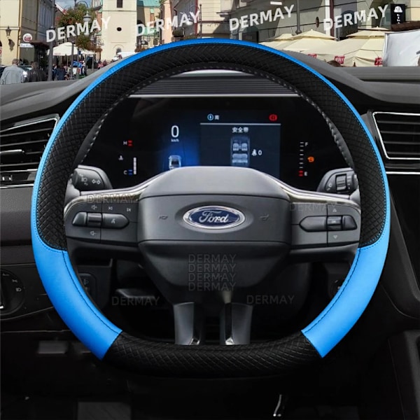 För Ford Mondeo MK5 V 2022 2023 Dermay Bilrattstyrningshölje 9 Färger PU Läder Halkskyddande Biltillbehör Snabb D shape Red