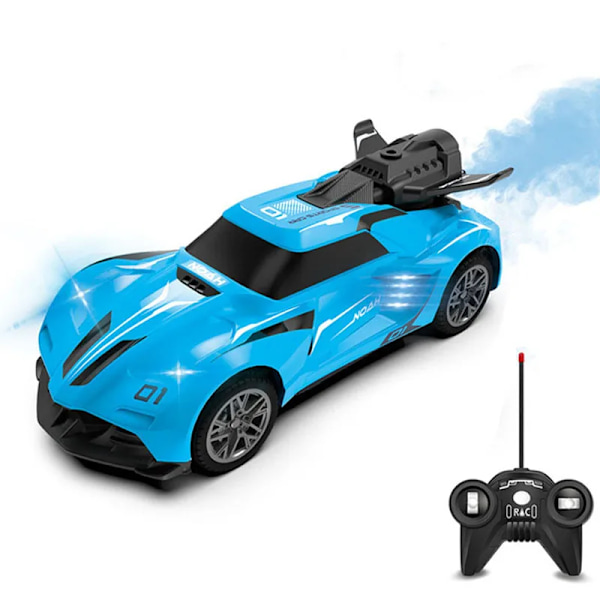 RC-bil leksak radiostyrd bil med LED-lampor 1:16 dimma spray sportbil buggy terrängbil lastbilar pojke blue