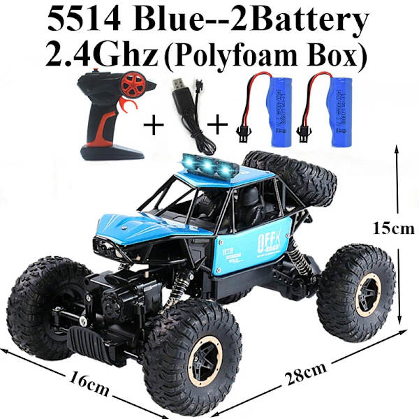 Ny ankomst 4wd rock crawler terräng RC-bil fjärrstyrd leksaksmaskin på radiostyrning 4x4 drivbil leksaker för pojkar 5510 5514-Blue-Kit-2