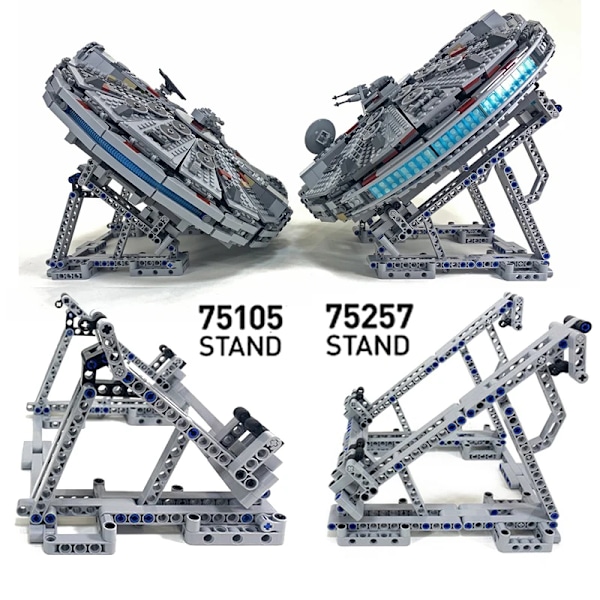 Visningsställ för Millennium Falcon 75257 vertikal MOC byggstenar tegelstenar kompatibel för 05007 75105 Ultimate Collectors 407Pcs Gray ver