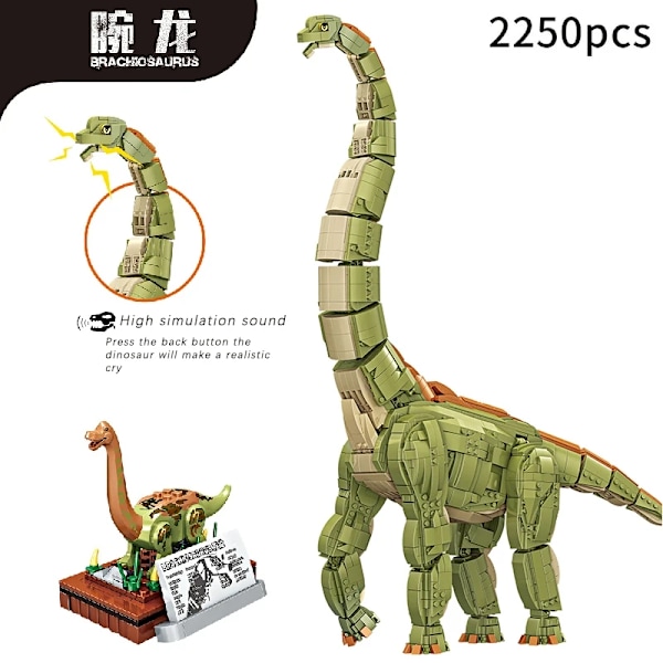 Ny MOC 2250 delar Jurassic Dino World Brachiosaurus Byggset Klossar Tegel Röst Dinosaurier Park Figurer Leksaker Barnpresenter Indominus Rex 02