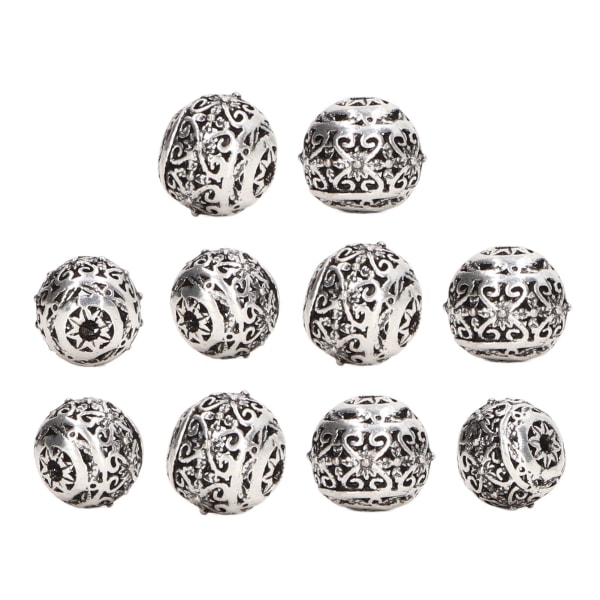 10 kpl pyöreitä välikappaleita helmiä antiikkihopealla kaiverretulla kuviolla ontot pyöreät löysät helmet tee-se-itse-korujen valmistukseen