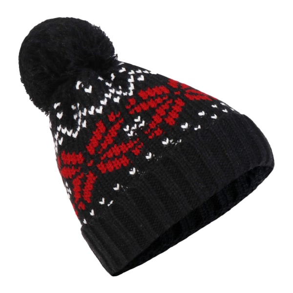 Jul strikket hue snefnug Fleece foret vinter varm strik med pompom Vindtæt termo hat til kvinder Mænd Skiløb Cykling