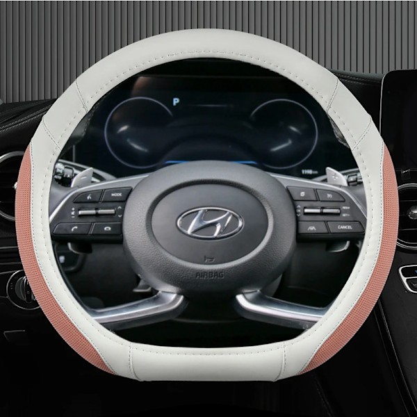 Isilke + läder D-formad rattöverdrag för Hyundai Creta II 2021 2022 biltillbehör RED