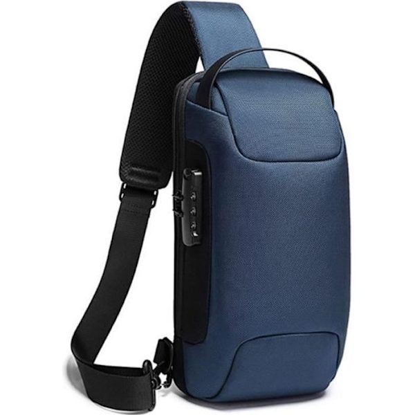 Bröstväska för män, Crossbody-väska för män, Vattentät stöldskyddsväska med USB-laddningsport - Blå Blue