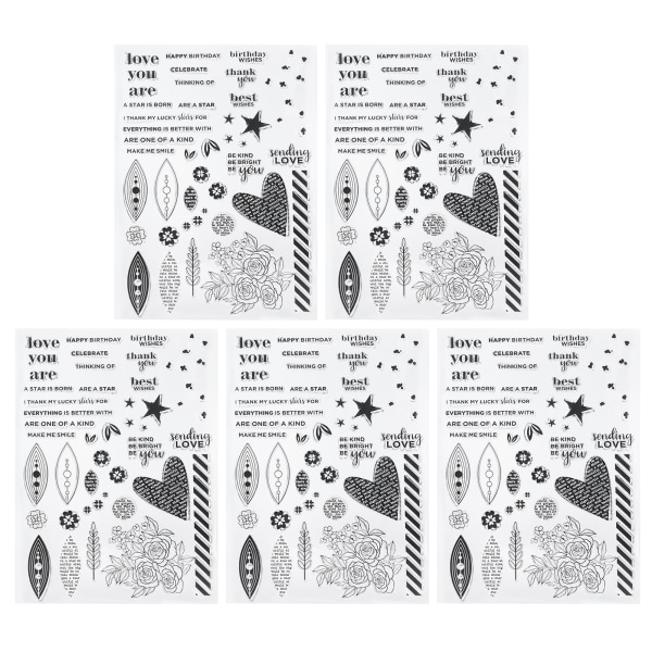 5 stk Transparent Stempel Gummi TPR DIY Journal Craft Art Multi Pattern Accessories