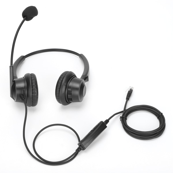 Binaural headset handsfree telefonhörlurar med brusreducerande mikrofon och volymkontroll