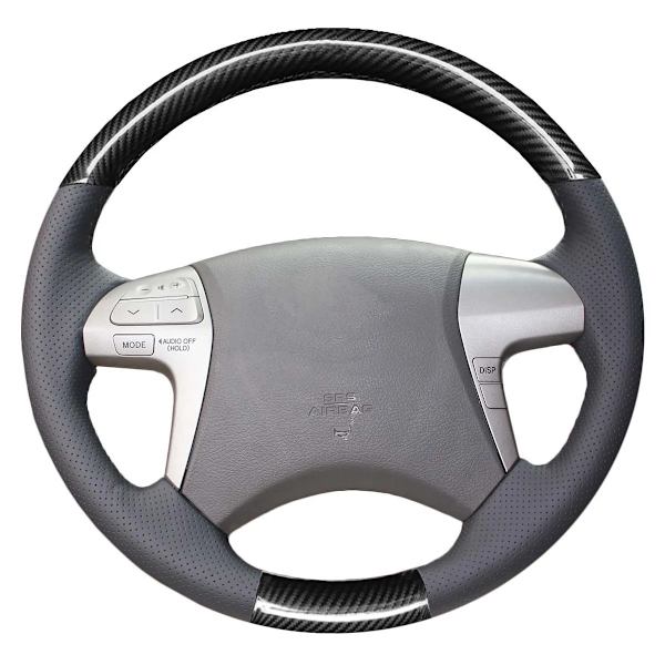 Svart konstläder rattöverdrag för Toyota Highlander Camry Premio Estima 2007-2013 Fortuner Hilux 2011-2015 Add Carbon-fiber