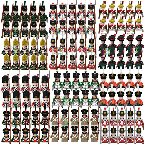 Napoleonkrigets militära soldater byggklossar mini actionfigurer franska brittiska fusilier gevär vapen leksaker för barn 10 pcs(.114)