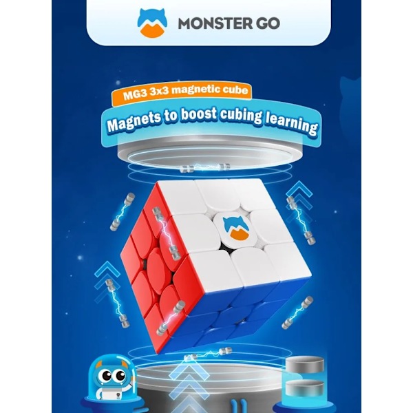 Monster Go Mg3 Magnetisk Speed Cube Stickerless 3X3 Speed Cube 3X3X3 Professionell Magisk Kub Leksaker För Barn stickerless