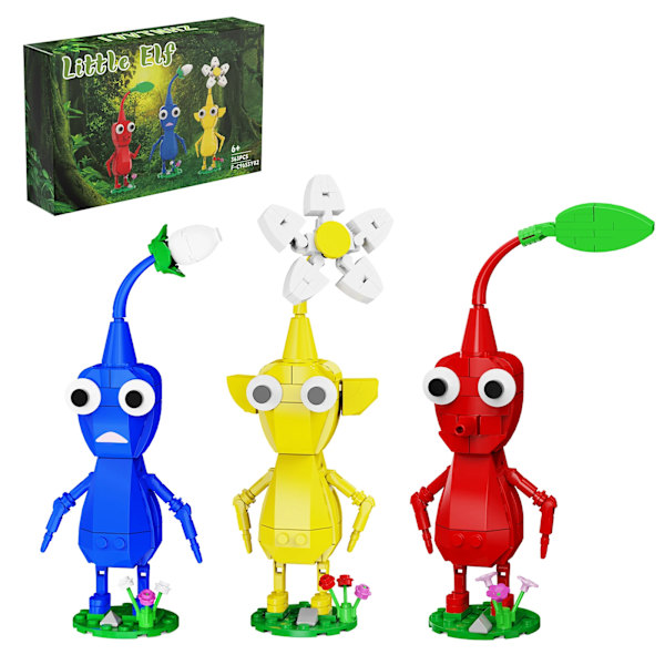 Moc ny 9-i-1 Pikmin-spel rollfigurer byggklossar kit med pappersmanual växtliknande varelser modellleksaker för julklapp 363PCS With Box