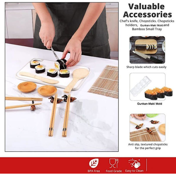 Sushiset (10 delar, plus 2 bambutallrikar)