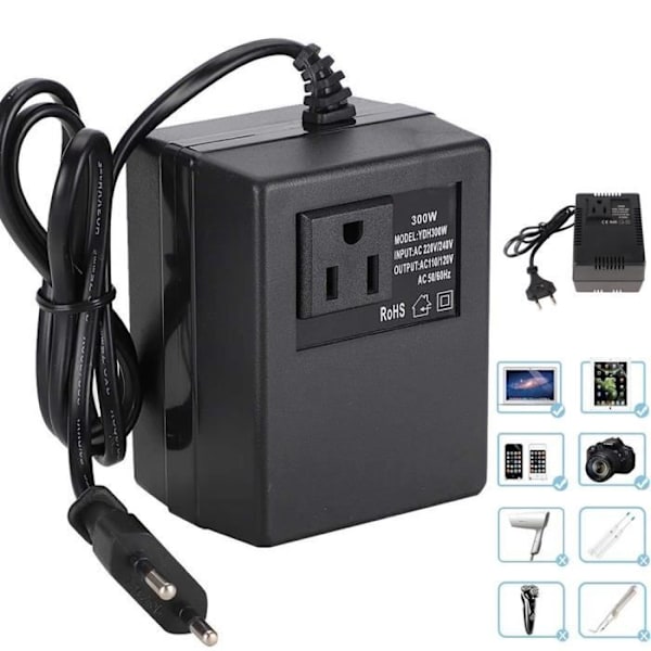 300W Spänningsomvandlare Transformator AC 220V Till 110V EU-kontaktadapter