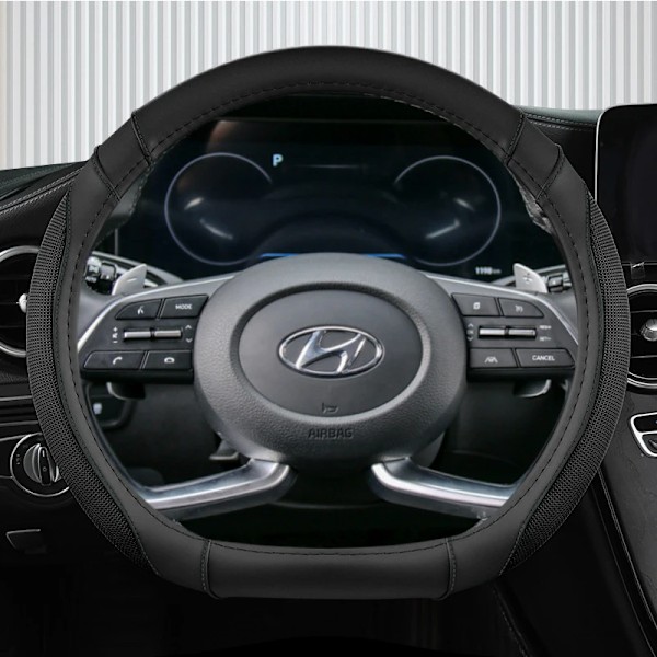 Isilke + läder D-formad rattöverdrag för Hyundai Creta II 2021 2022 biltillbehör RED