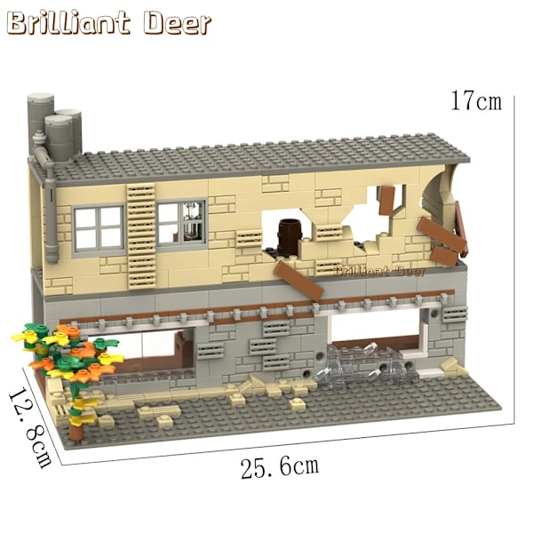 Försvunna ruiner byggnader moc pubg militärbas diy scener byggklossar set delar för armé soldat figurer pojkar leksaker 459PCS