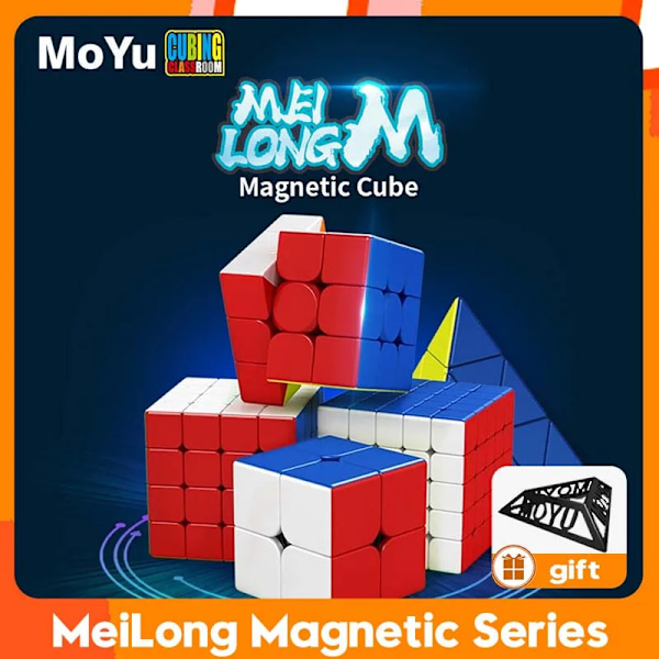 [Magnetisk Serie] Kub Set Med 3X3 2X2 4X4 5X5 Pyraminx - Magnetiska Vridpussel Leksaker Kub Klassrum Meilong Pyraminx M