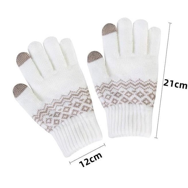Vinterhandskar - Dam - Stickade - Pekskärm - Termofoder - 2 Par gray, white