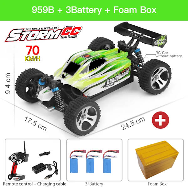 Wltoys a959-b a959 959-a RC-bil 1:18 2.4GHz 4WD Rally Racing Bil 70km/h Hög Hastighet Fordon RC Racing Bil för Barn Vuxna 959B 3B 70Kmh