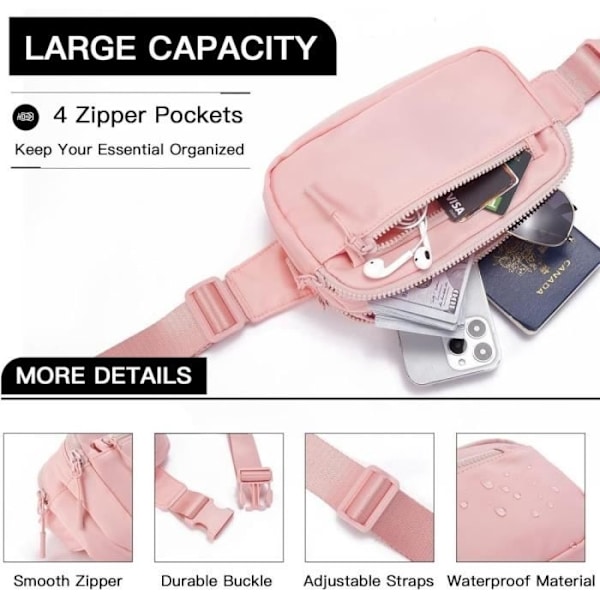 Midjeväska - Märke - Rosa - Bälte - Polyester - Lättvikt Pink