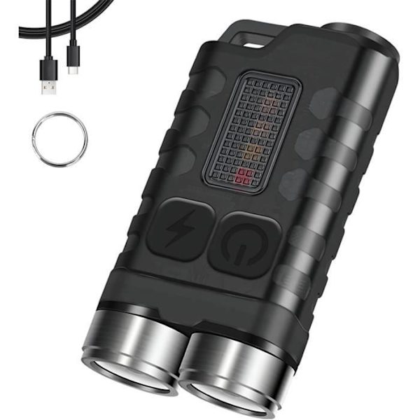 Mini LED Ficklampa Uppladdningsbar 900 Lumen Nyckelringslampa Med Magnet - 10 Lägen IP65 Vattentät EDC Ficklampor A670