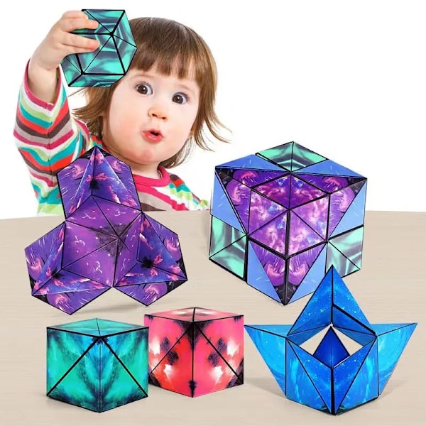 Ny Variant Geometrisk Föränderlig Magnetisk Magisk Kub Anti Stress 3D Dekompression Hand Flip Pussel Kub Barn Avlastare Fidget Leksak Cube 3