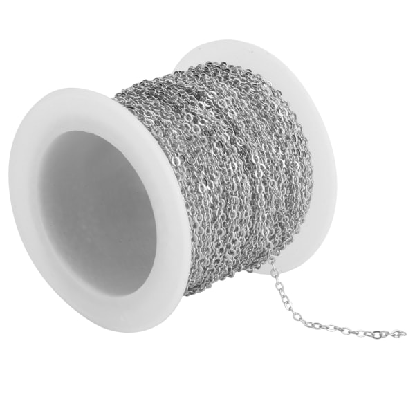 DIY smykketilbehør 10 meter Cross O Flat Chain Spole Bulk for Armbånd Halskjede Extender Sølv 2.2x1.8x0.3mm