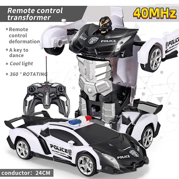 Deformationsbil elektrisk fjärrstyrd bil 2 i 1 automatisk transformationsrobotmodell bil robotleksak en-knapp deformation fordon leksak 40MHz-RC(.101)