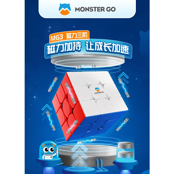 [Picube] Monster Go Edu 3X3 V2 M Magnetisk Magisk Speed Cube Stickerless Professionella Leksaker Edu V2M Cubo Magico Pussel Monster Go EDU 3X3