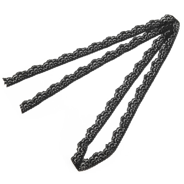 Musta pitsinauha 10 jaardia 0,59 tuumaa leveä joustava elastinen mukava kukkakuvioinen pitsikoristelu koristeisiin Ompelu DIY